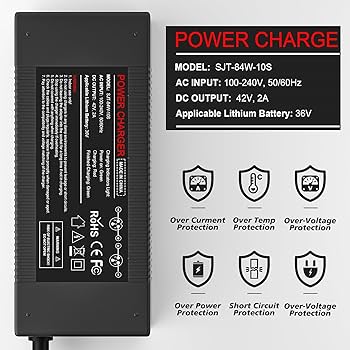 Amazon.com: 36V Lithium Battery Charger, 42V 2A Electric
